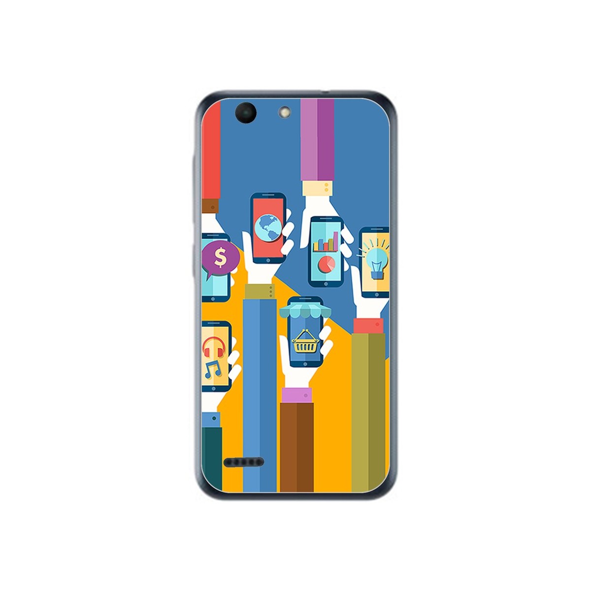 Funda Gel Tpu para Vodafone Smart E8 Diseño Apps Dibujos