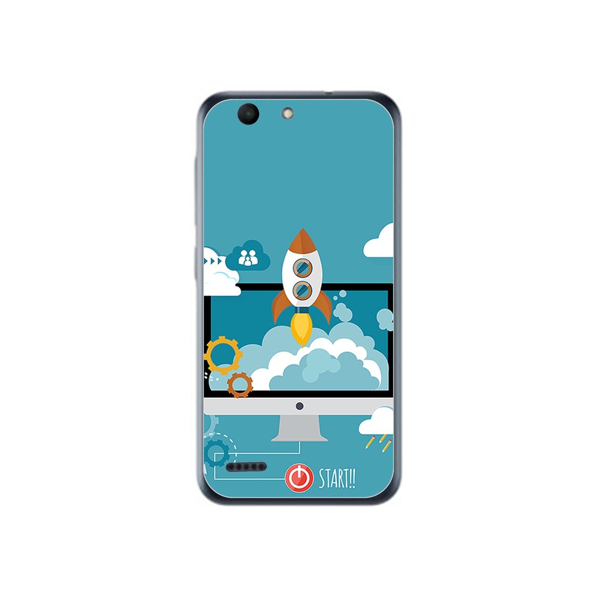 Funda Gel Tpu para Vodafone Smart E8 Diseño Cohete Dibujos
