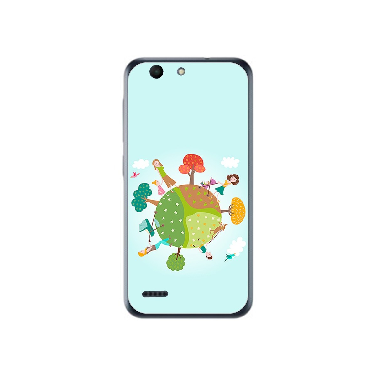 Funda Gel Tpu para Vodafone Smart E8 Diseño Familia Dibujos