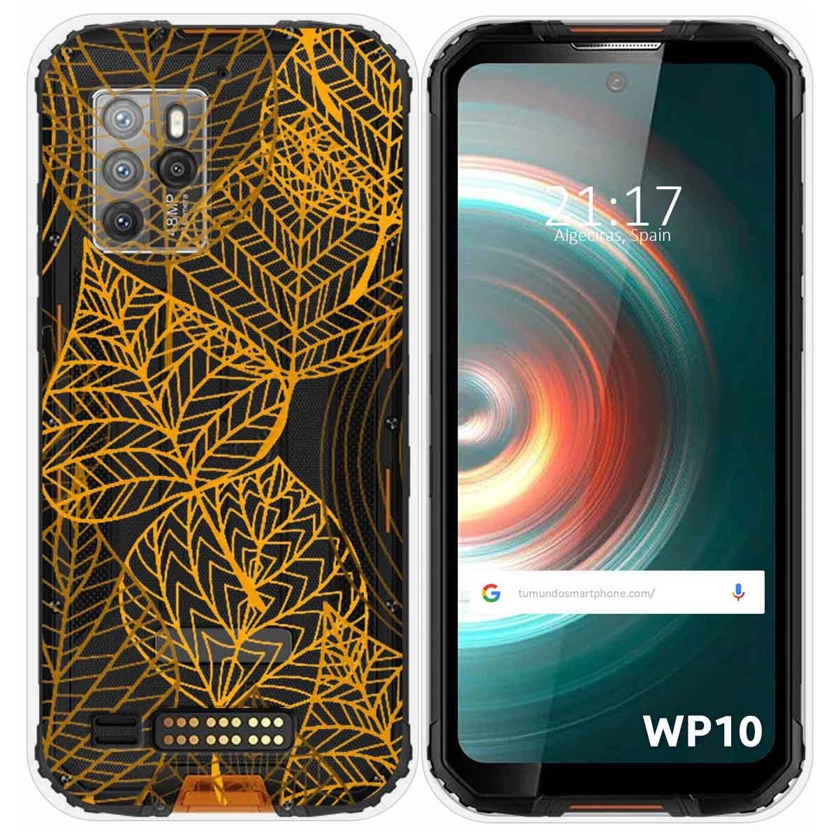 Funda Silicona Transparente para Oukitel WP10 diseño Hojas Dibujos