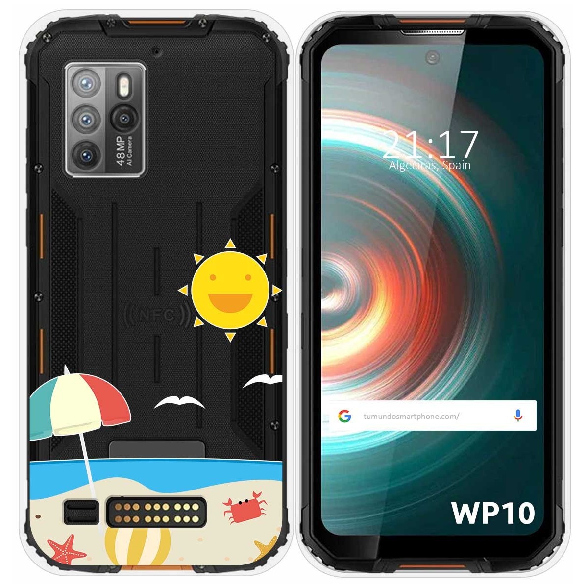 Funda Silicona Transparente para Oukitel WP10 diseño Playa Dibujos