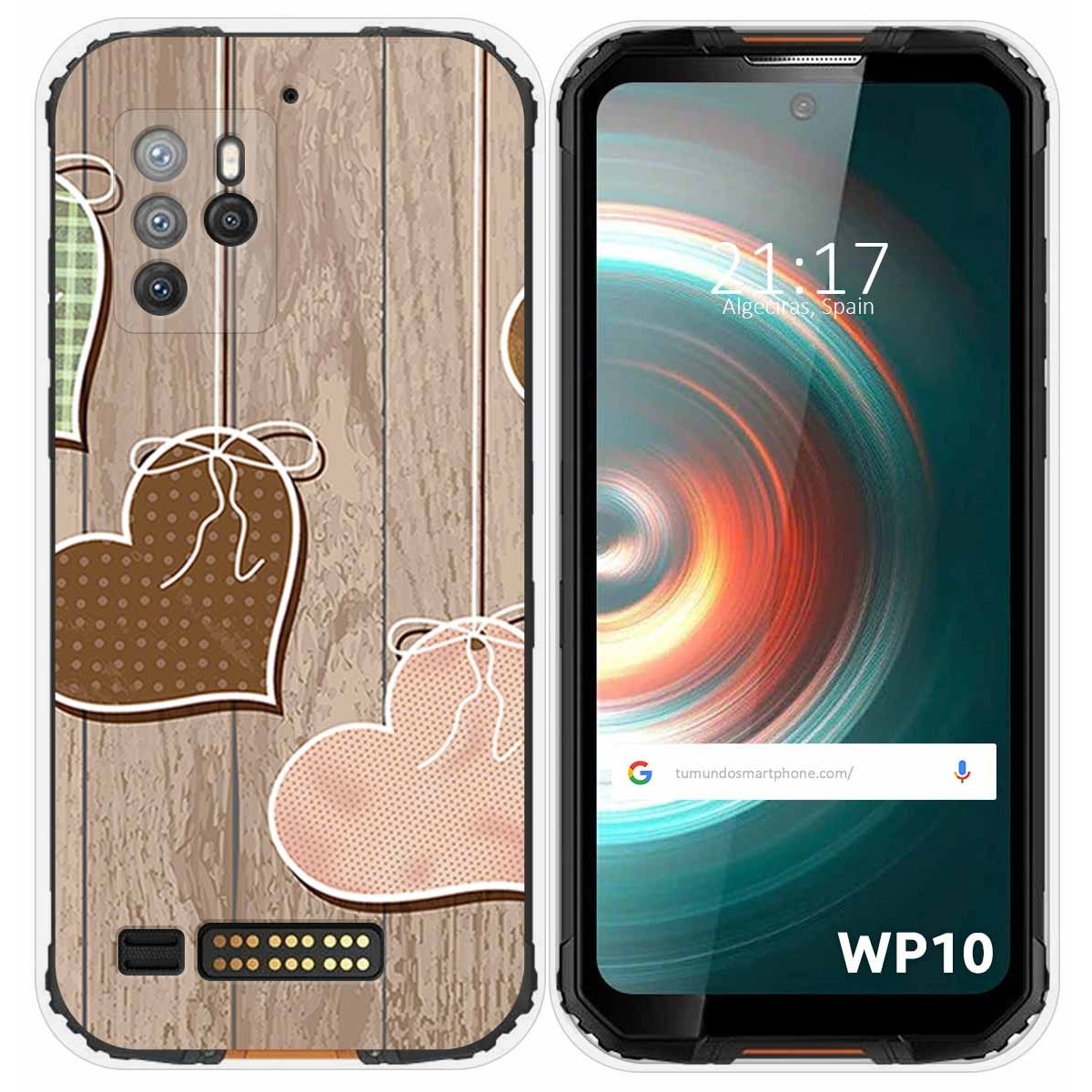 Funda Silicona para Oukitel WP10 diseño Corazones Madera Dibujos