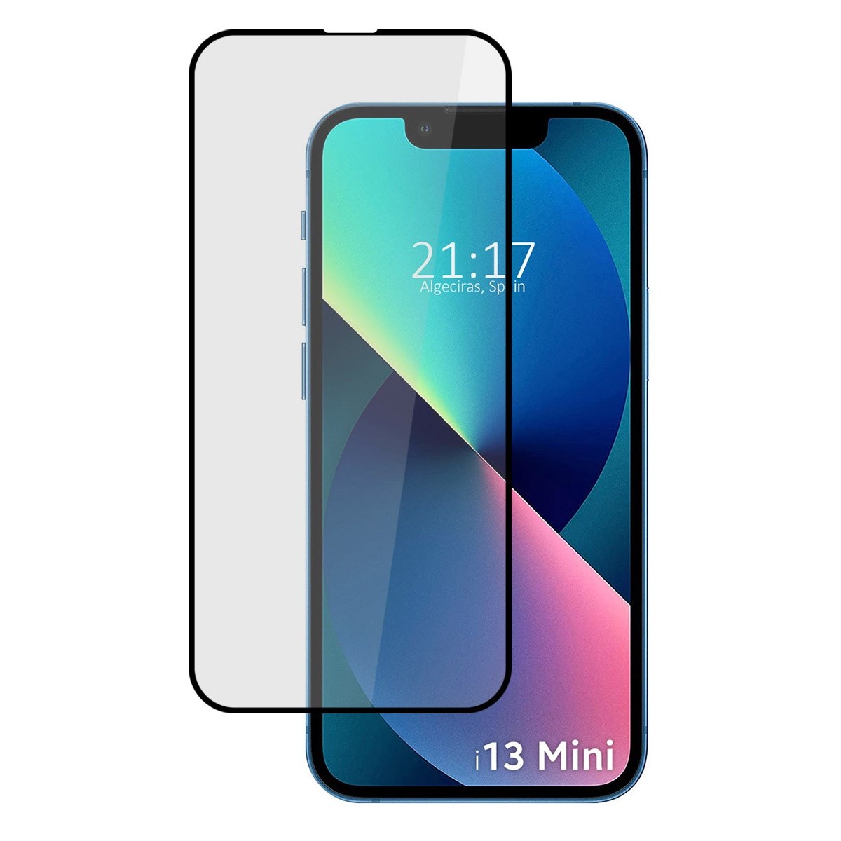 Protector Cristal Templado Completo 5D Full Glue Negro compatible con Iphone 13 Mini (5.4) Vidrio