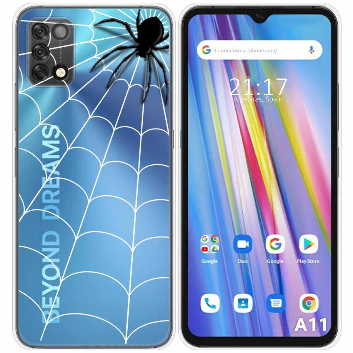 Funda Silicona Transparente para Umidigi A11 diseño Araña Dibujos