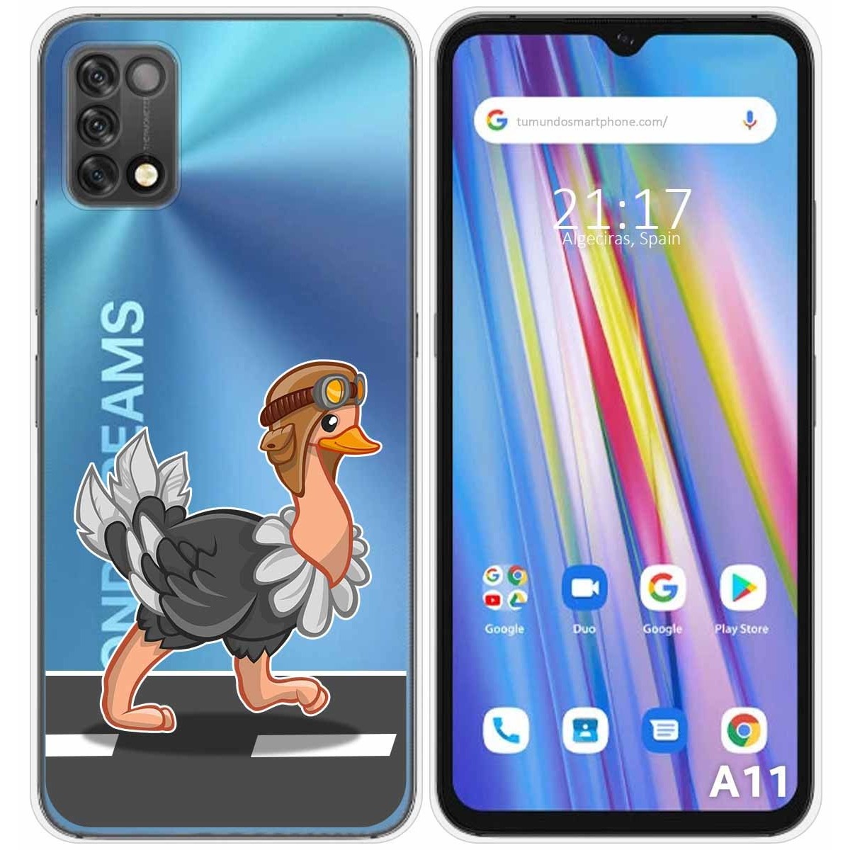 Funda Silicona Transparente para Umidigi A11 diseño Avestruz Dibujos