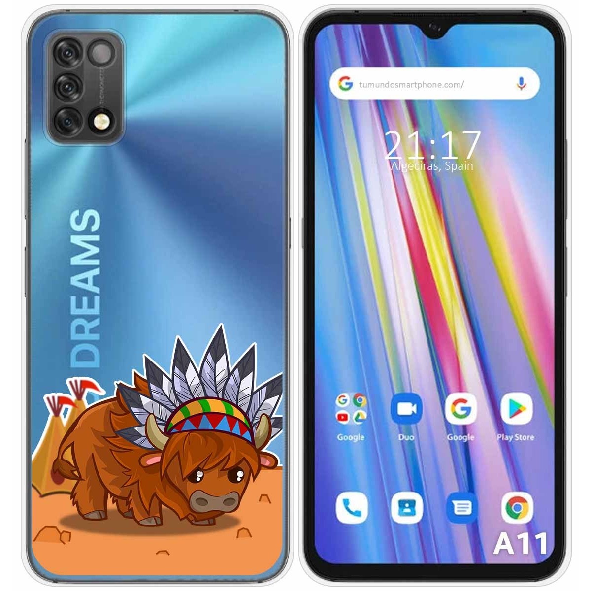 Funda Silicona Transparente para Umidigi A11 diseño Bufalo Dibujos