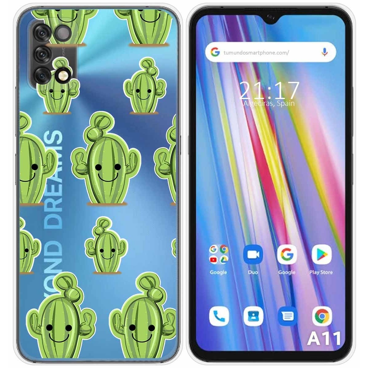 Funda Silicona Transparente para Umidigi A11 diseño Cactus Dibujos