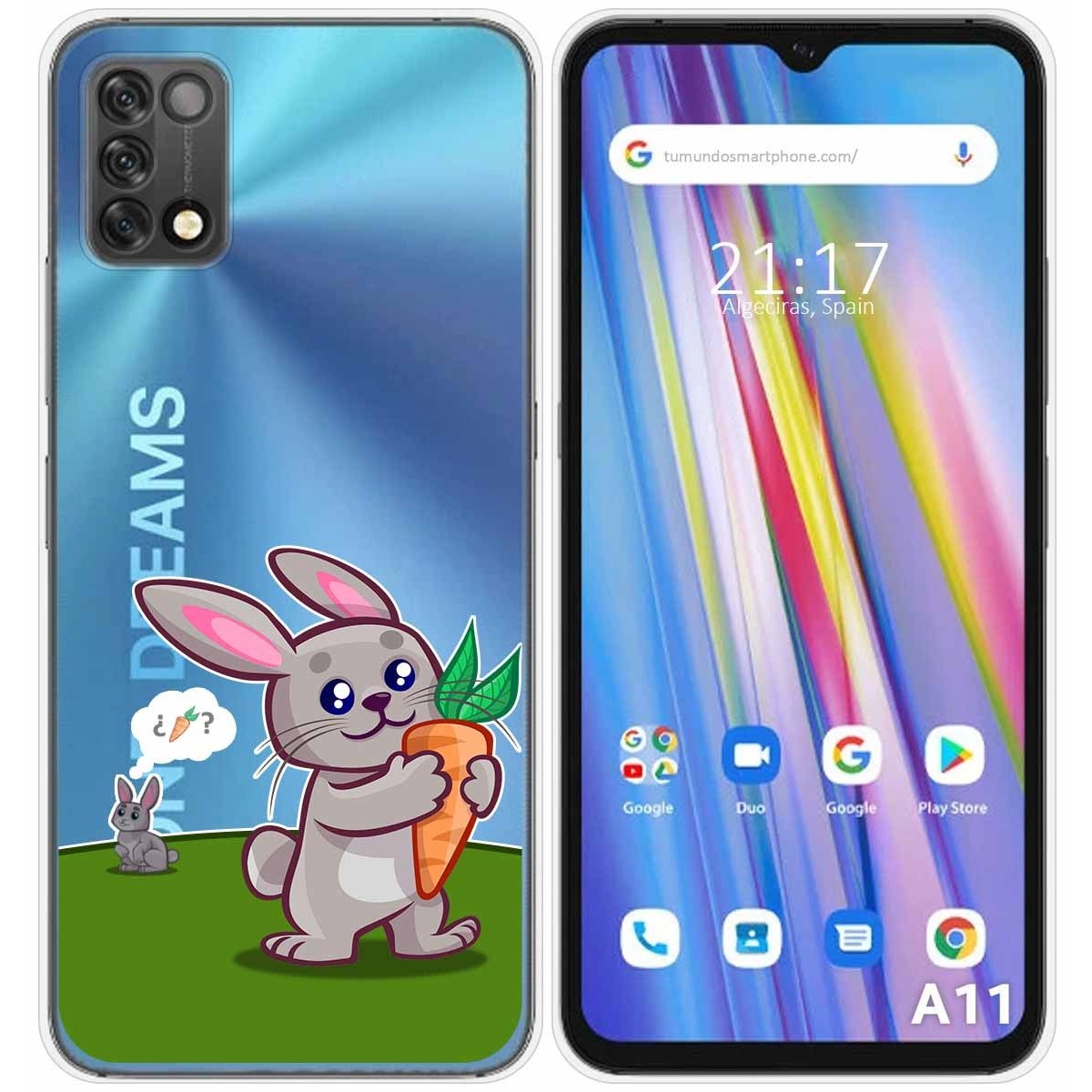 Funda Silicona Transparente para Umidigi A11 diseño Conejo Dibujos