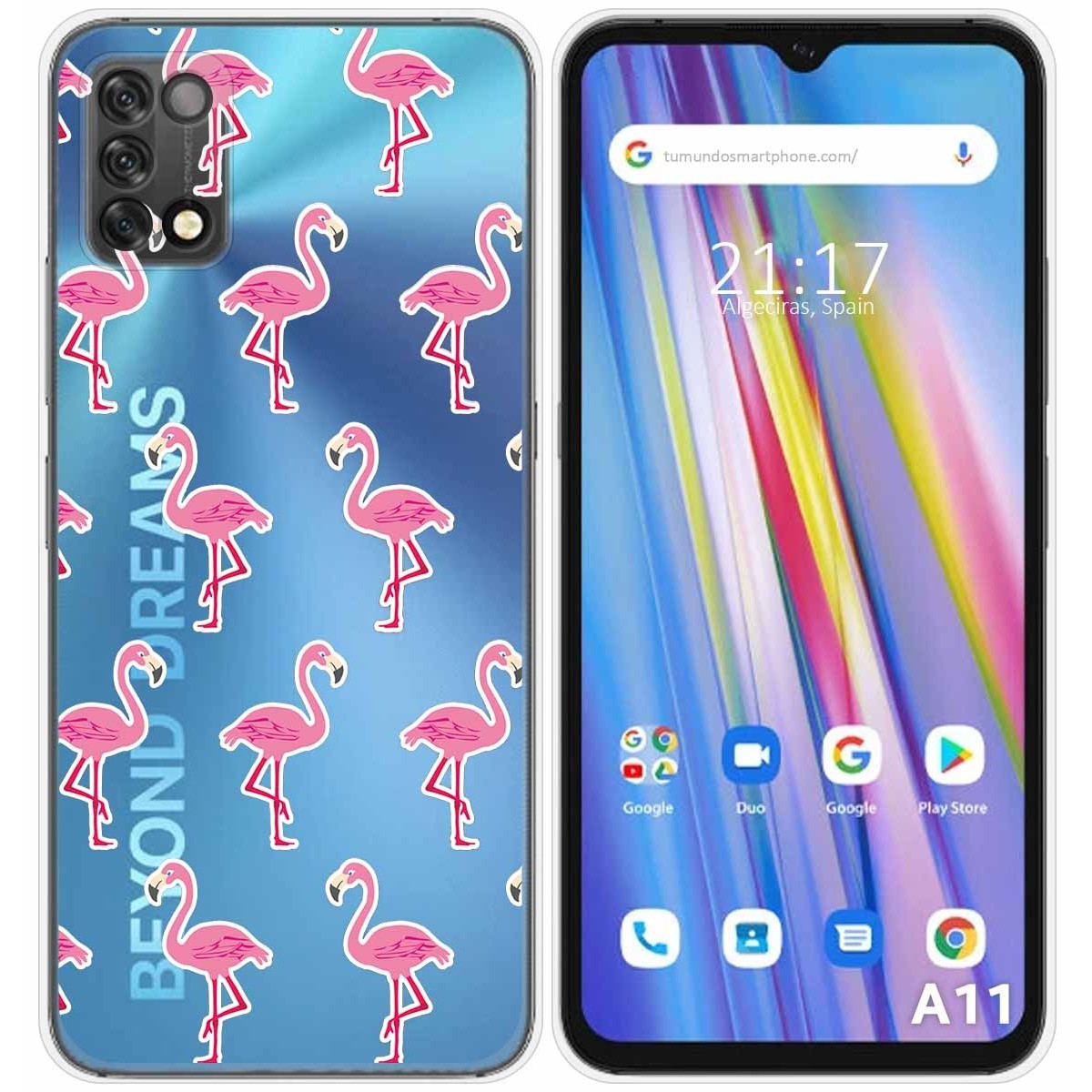 Funda Silicona Transparente para Umidigi A11 diseño Flamenco Dibujos