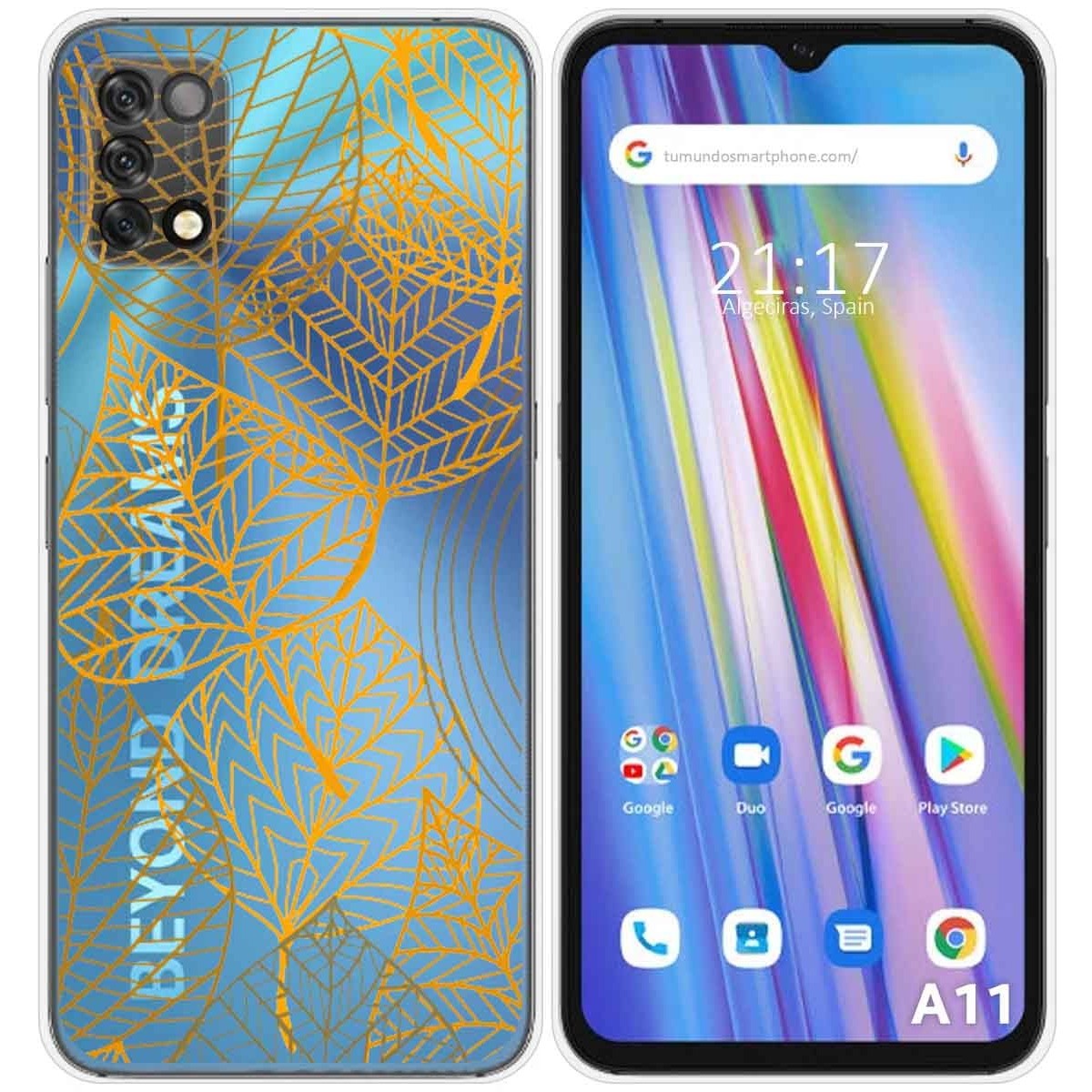 Funda Silicona Transparente para Umidigi A11 diseño Hojas Dibujos