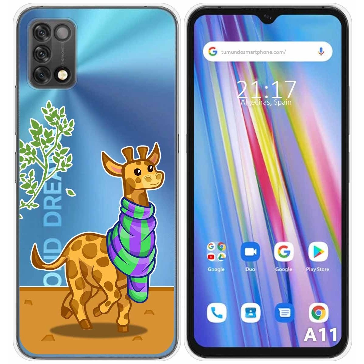 Funda Silicona Transparente para Umidigi A11 diseño Jirafa Dibujos