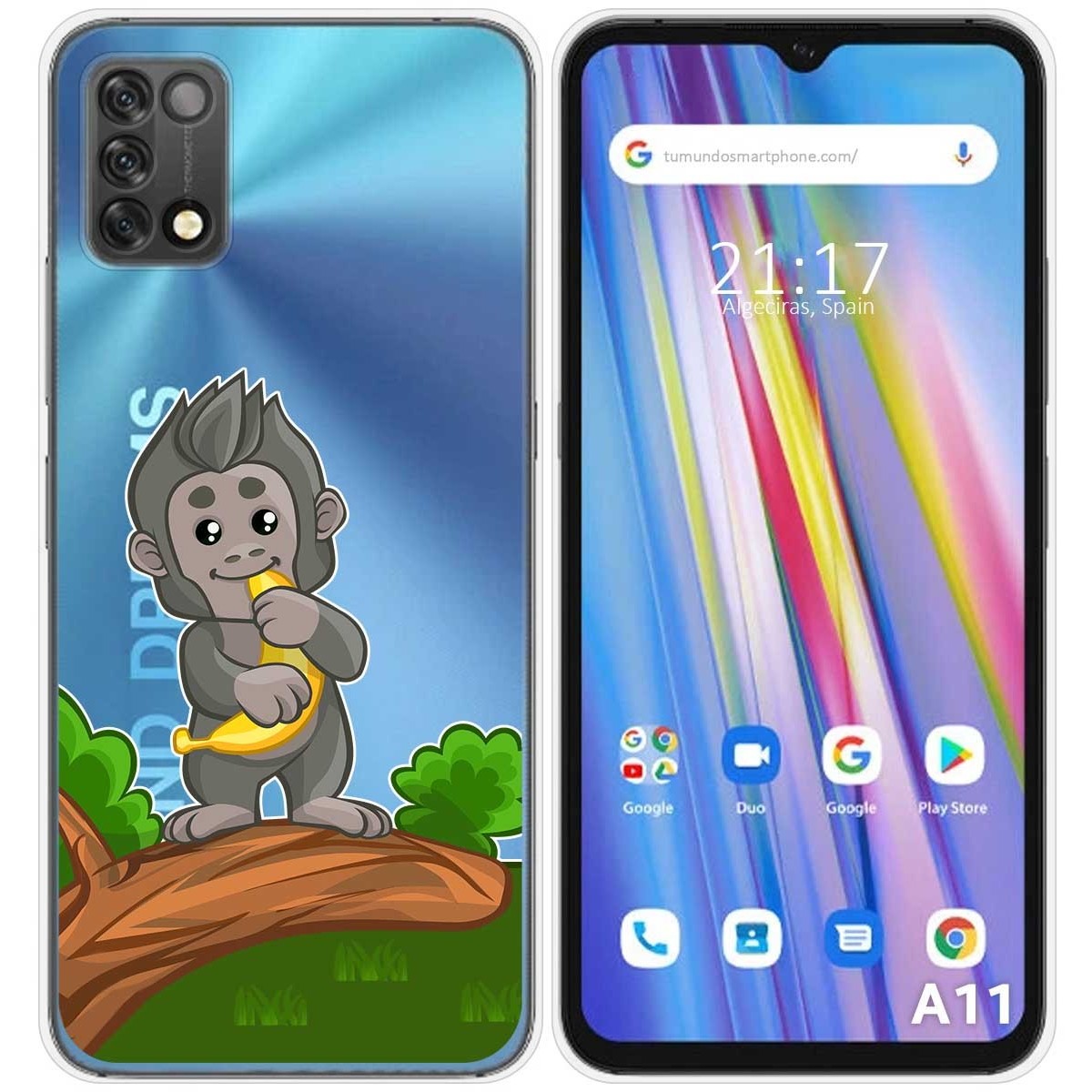 Funda Silicona Transparente para Umidigi A11 diseño Mono Dibujos