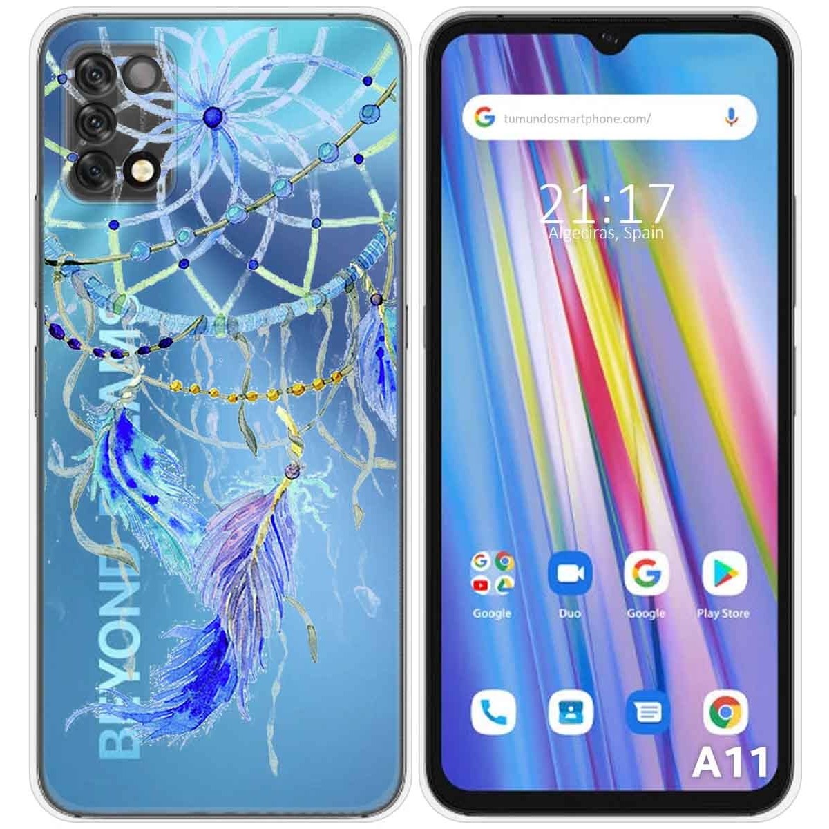Funda Silicona Transparente para Umidigi A11 diseño Plumas Dibujos