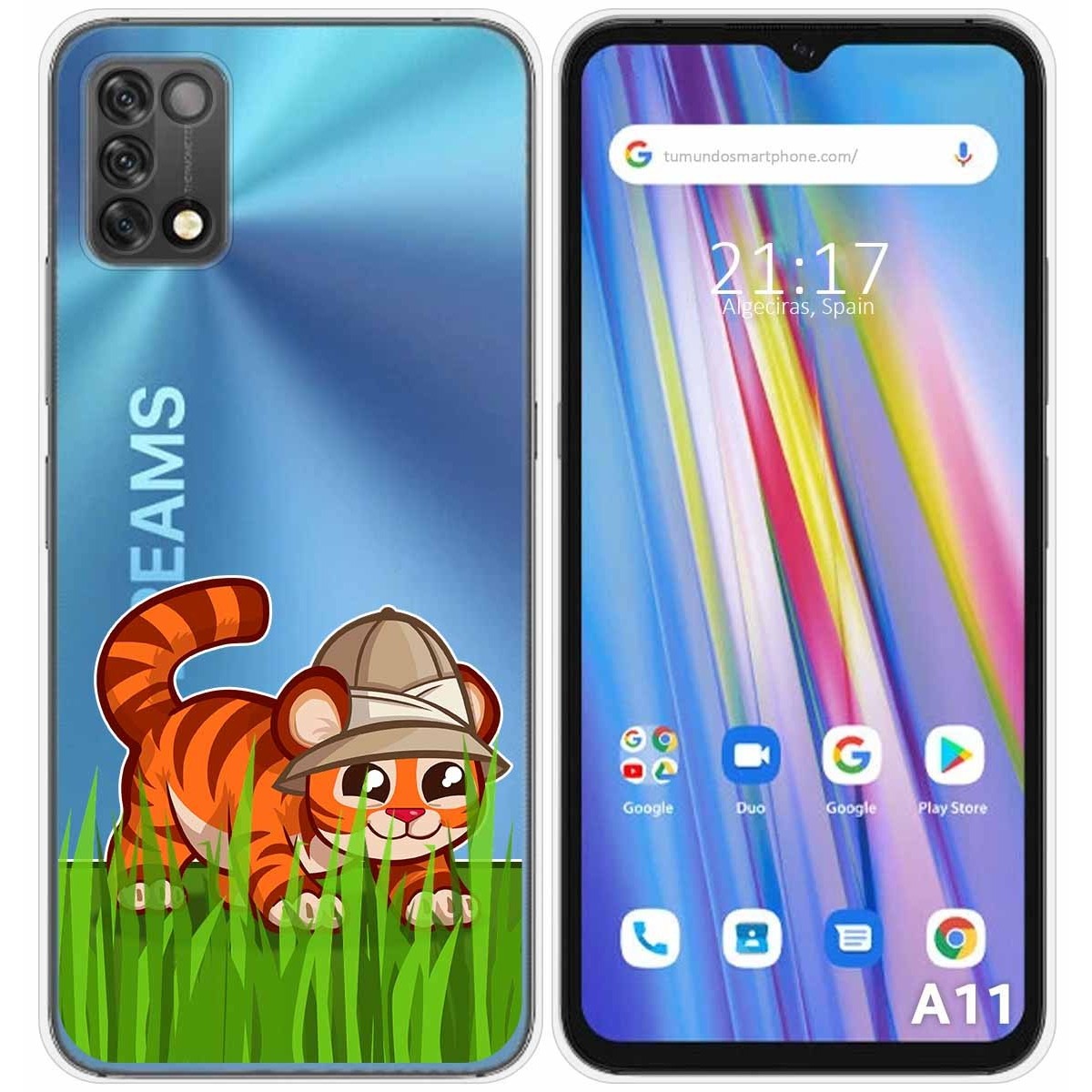 Funda Silicona Transparente para Umidigi A11 diseño Tigre Dibujos