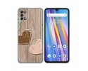 Funda Silicona para Umidigi A11 diseño Corazones Madera Dibujos