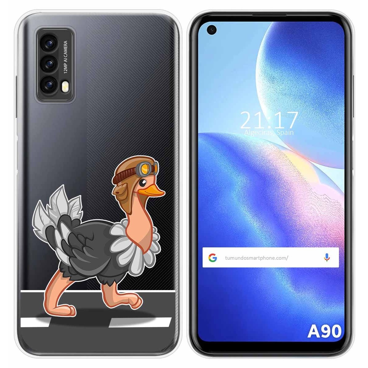 Funda Silicona Transparente para Blackview A90 diseño Avestruz Dibujos
