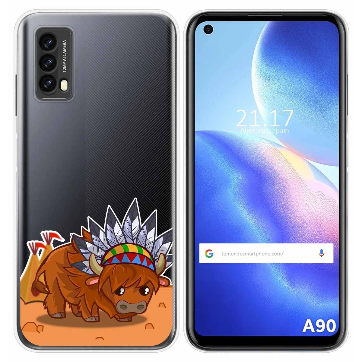 Funda Silicona Transparente para Blackview A90 diseño Bufalo Dibujos