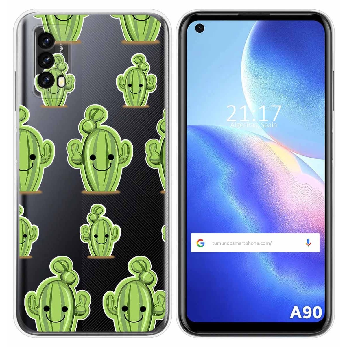 Funda Silicona Transparente para Blackview A90 diseño Cactus Dibujos