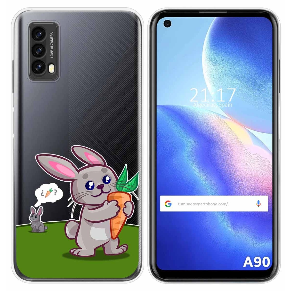 Funda Silicona Transparente para Blackview A90 diseño Conejo Dibujos