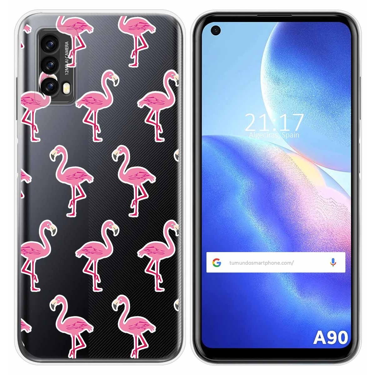 Funda Silicona Transparente para Blackview A90 diseño Flamenco Dibujos