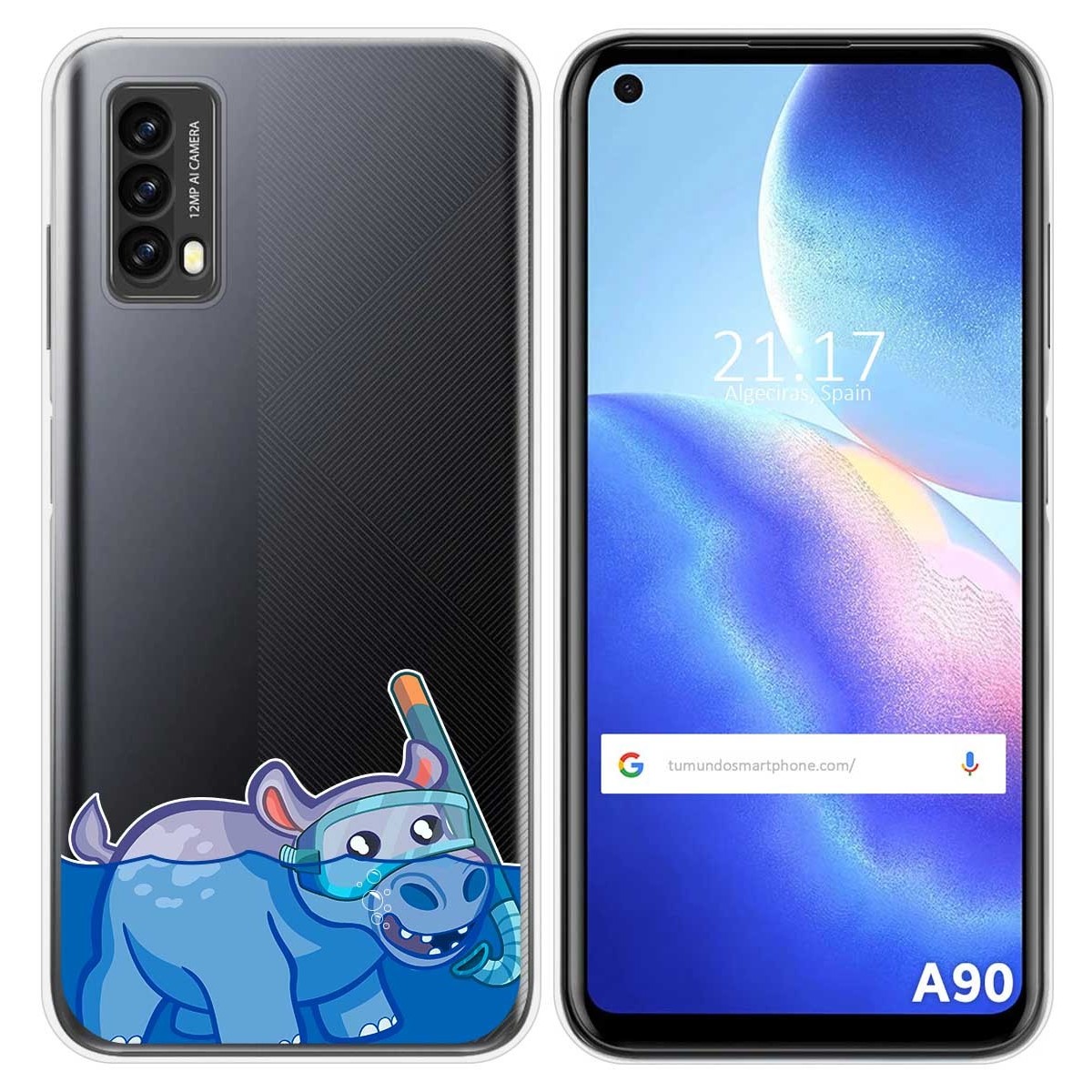 Funda Silicona Transparente para Blackview A90 diseño Hipo Dibujos