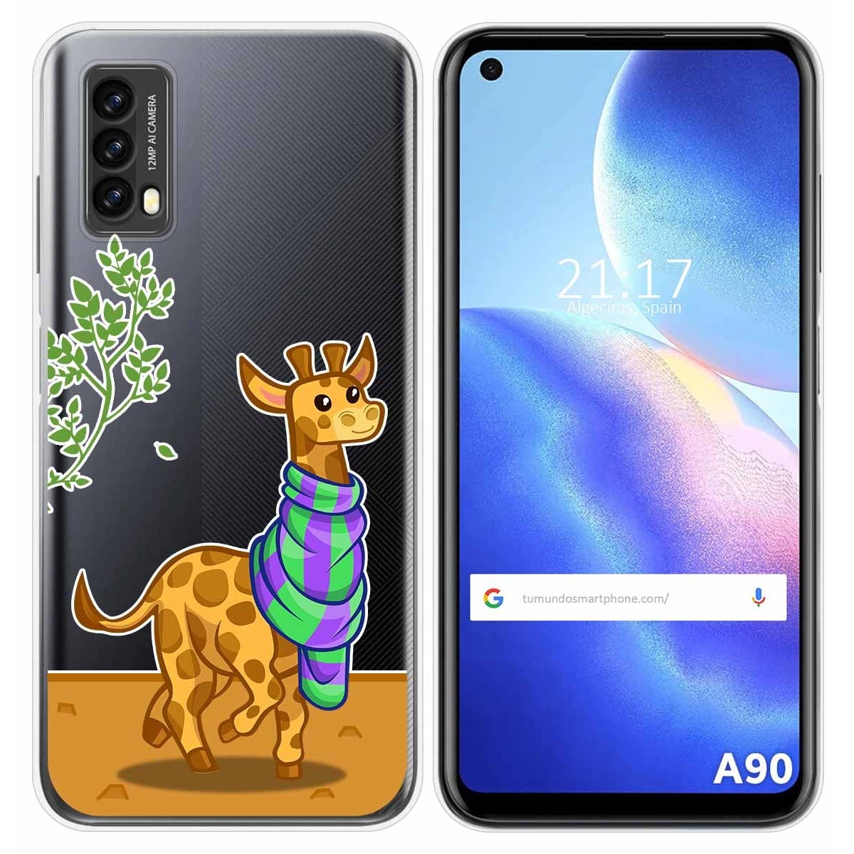 Funda Silicona Transparente para Blackview A90 diseño Jirafa Dibujos