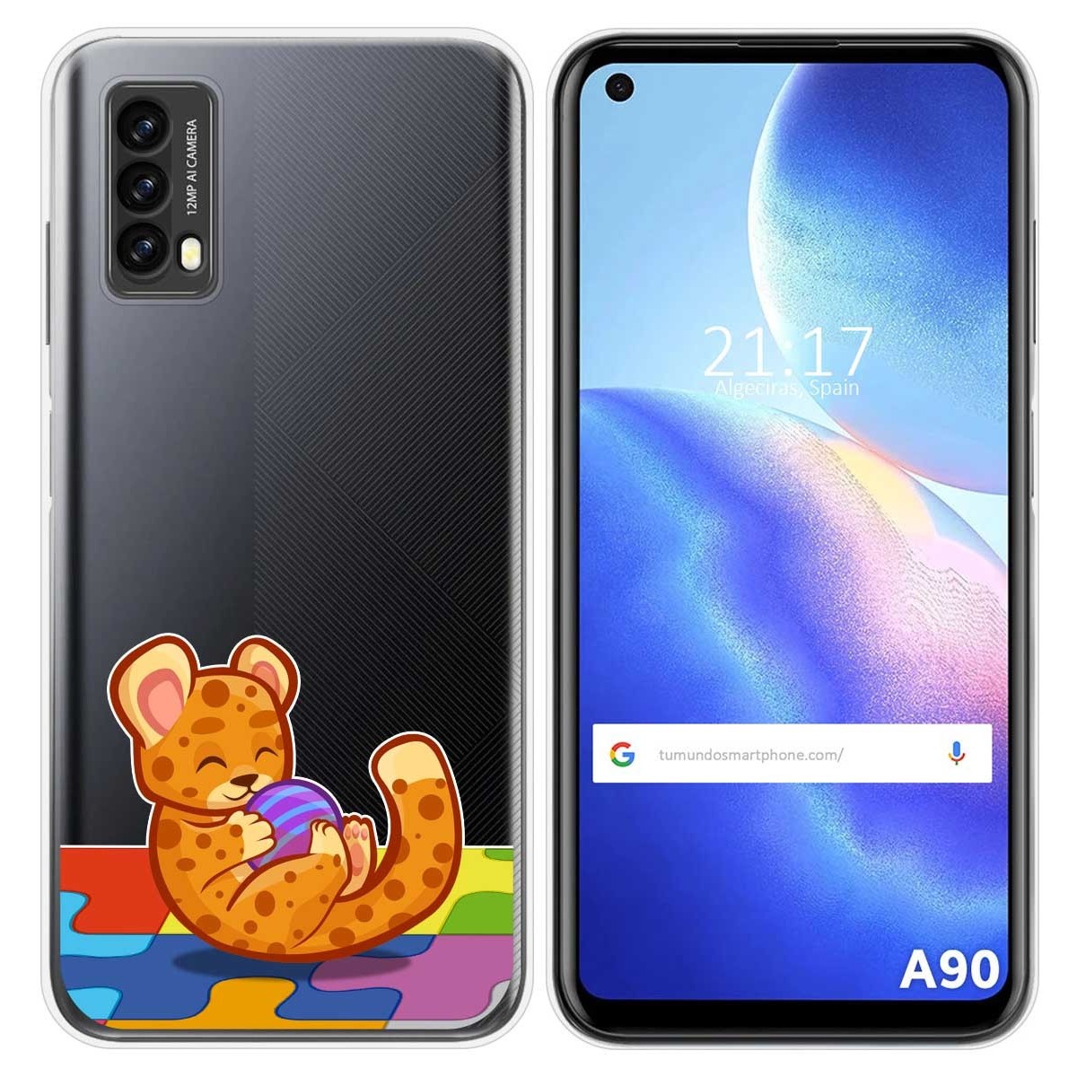 Funda Silicona Transparente para Blackview A90 diseño Leopardo Dibujos