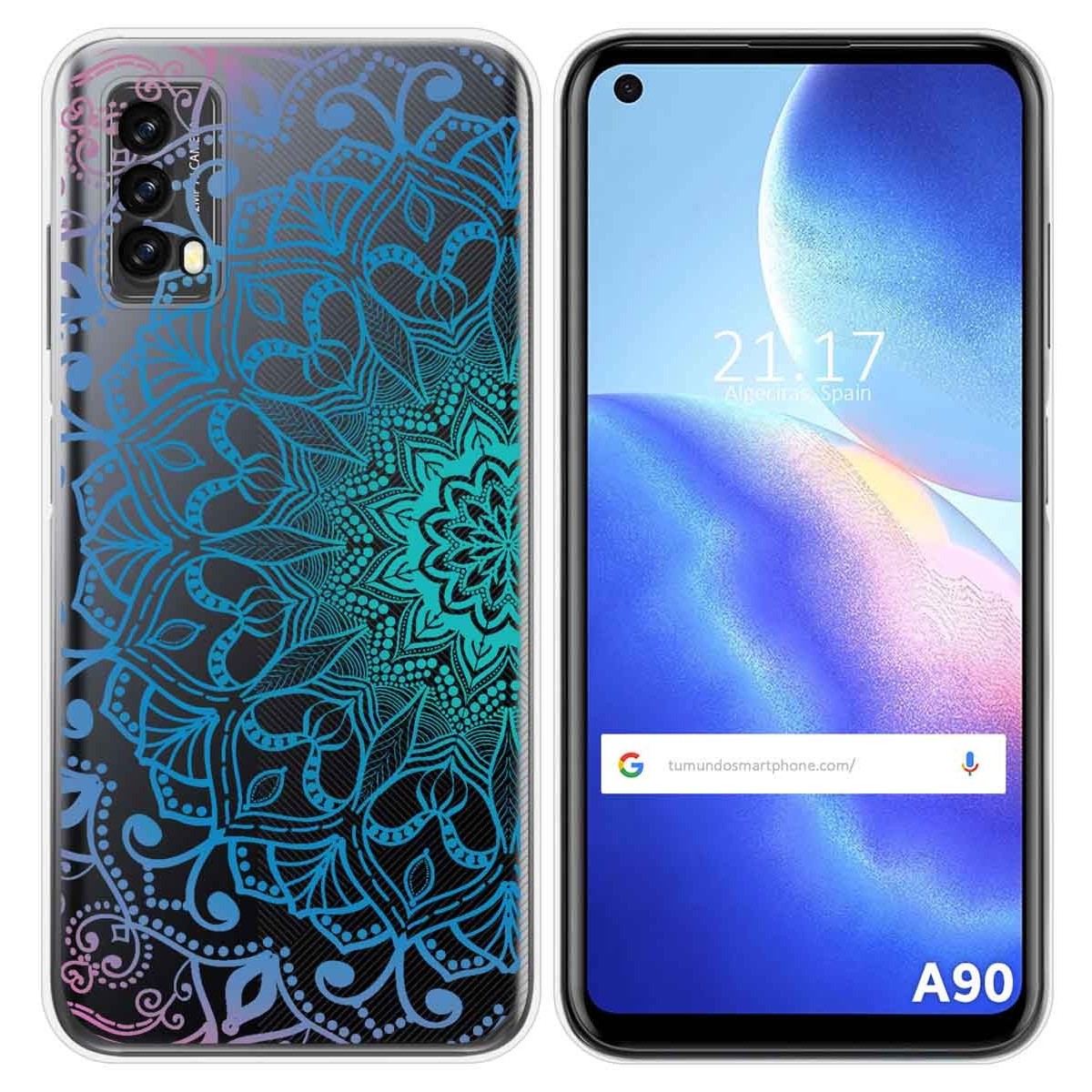 Funda Silicona Transparente para Blackview A90 diseño Mandala Dibujos