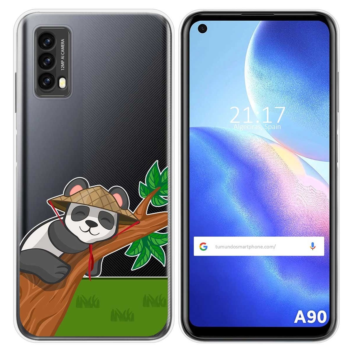 Funda Silicona Transparente para Blackview A90 diseño Panda Dibujos