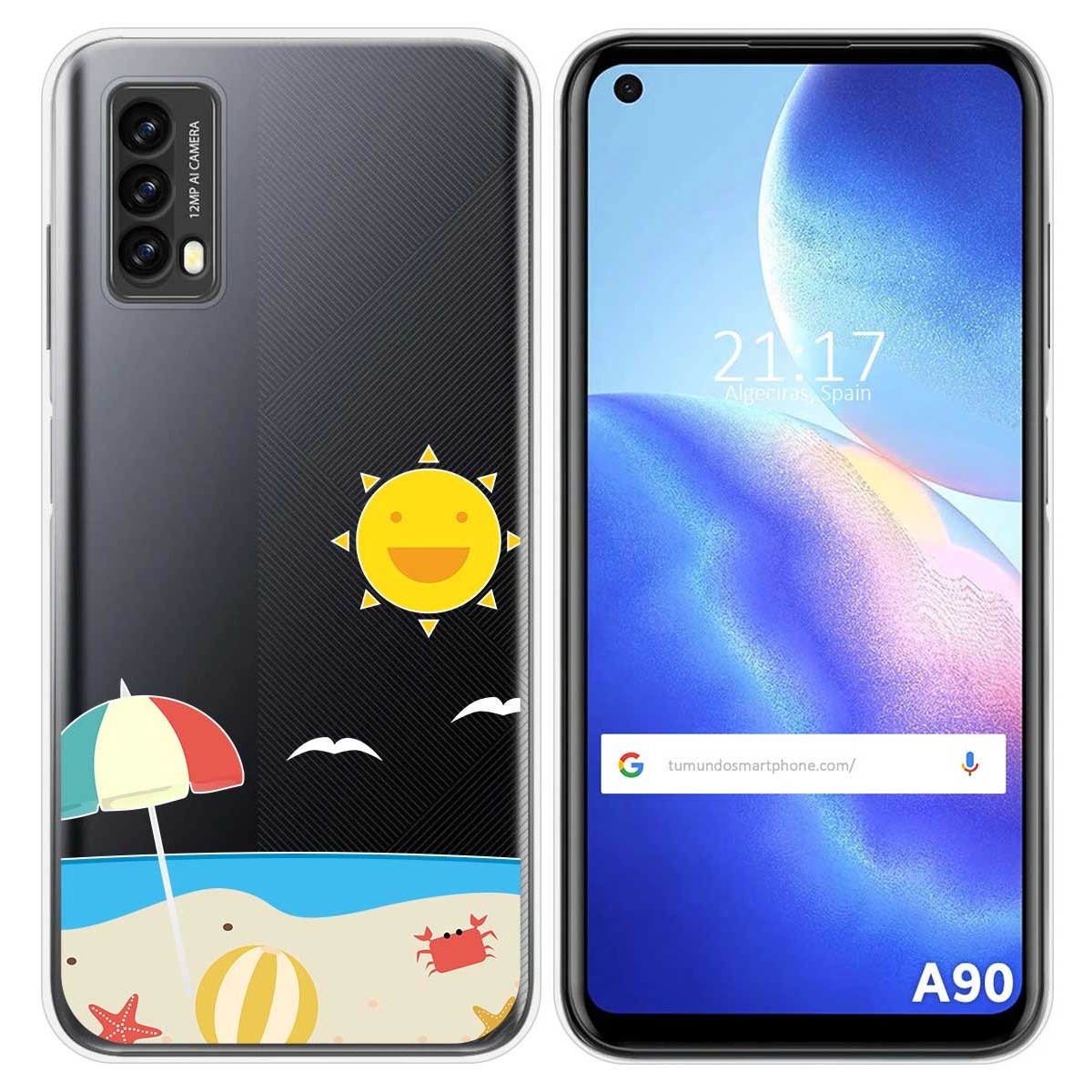 Funda Silicona Transparente para Blackview A90 diseño Playa Dibujos