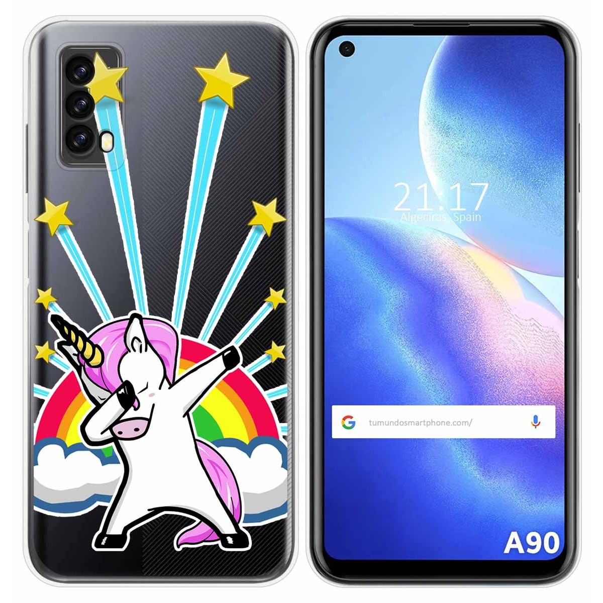 Funda Silicona Transparente para Blackview A90 diseño Unicornio Dibujos