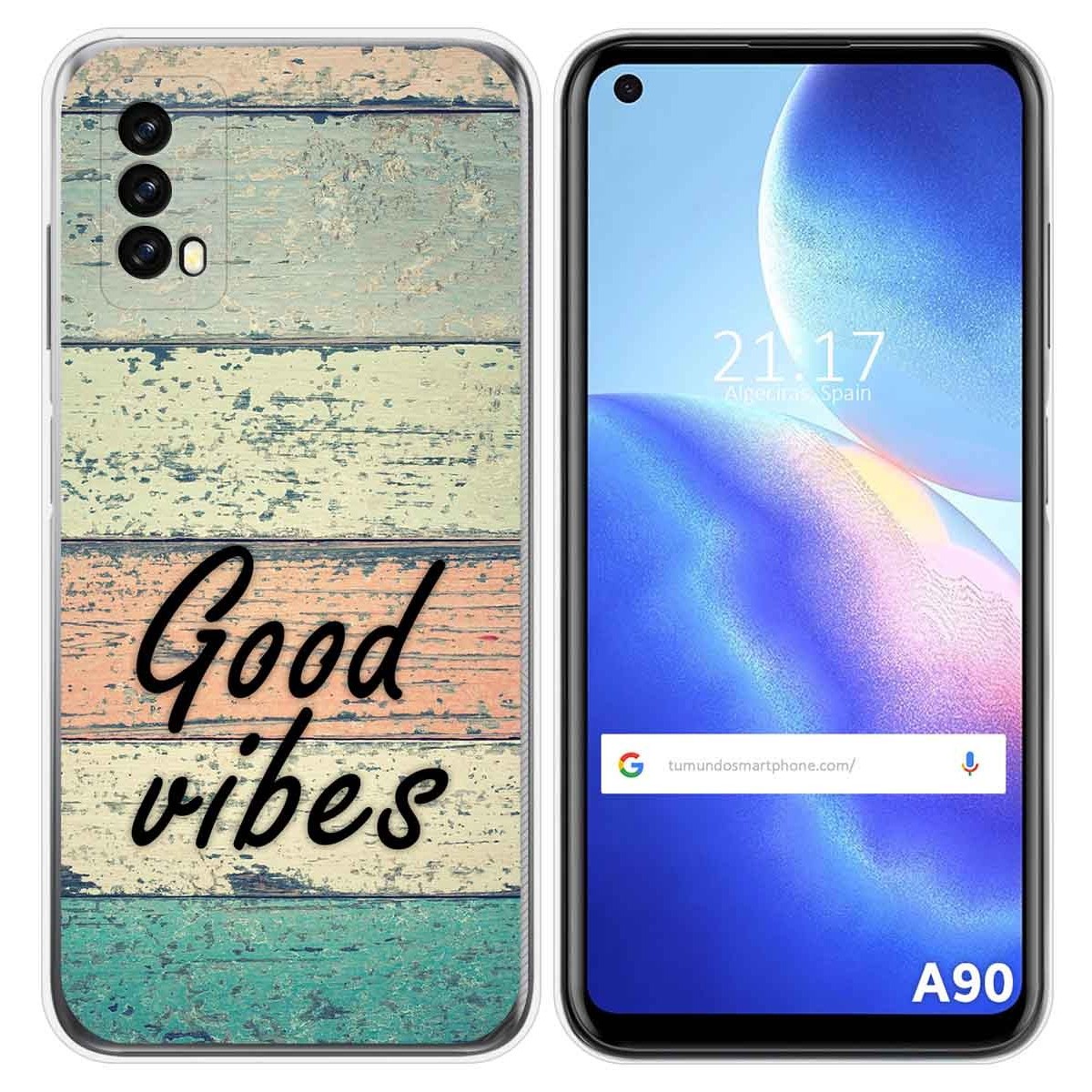 Funda Silicona para Blackview A90 diseño Madera 01 Dibujos