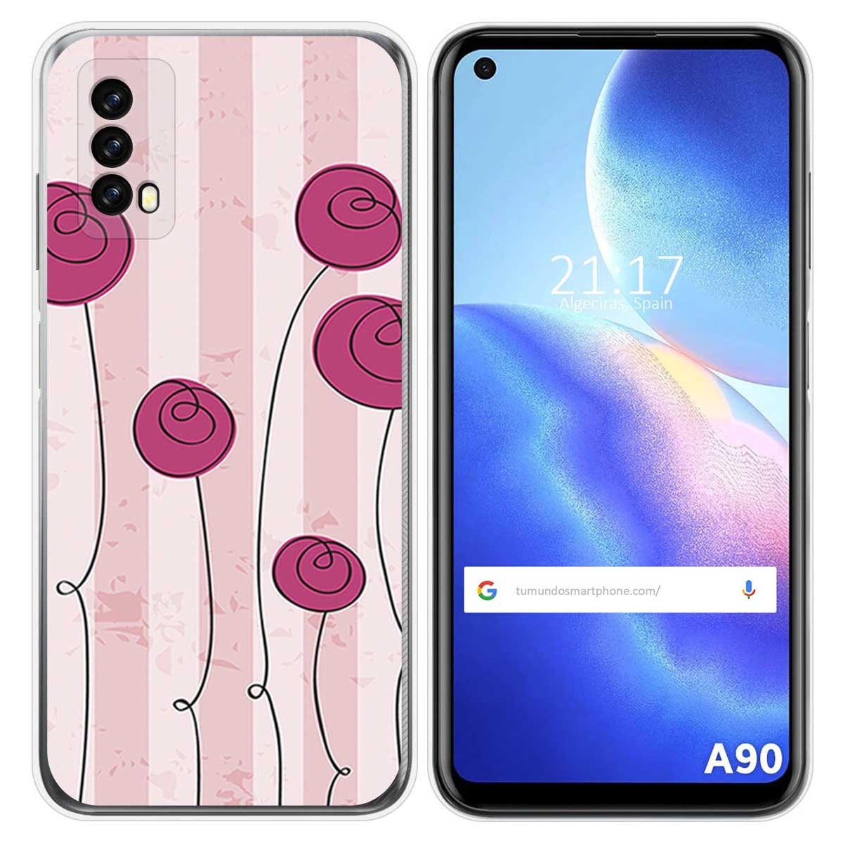 Funda Silicona para Blackview A90 diseño Flores Vintage Dibujos