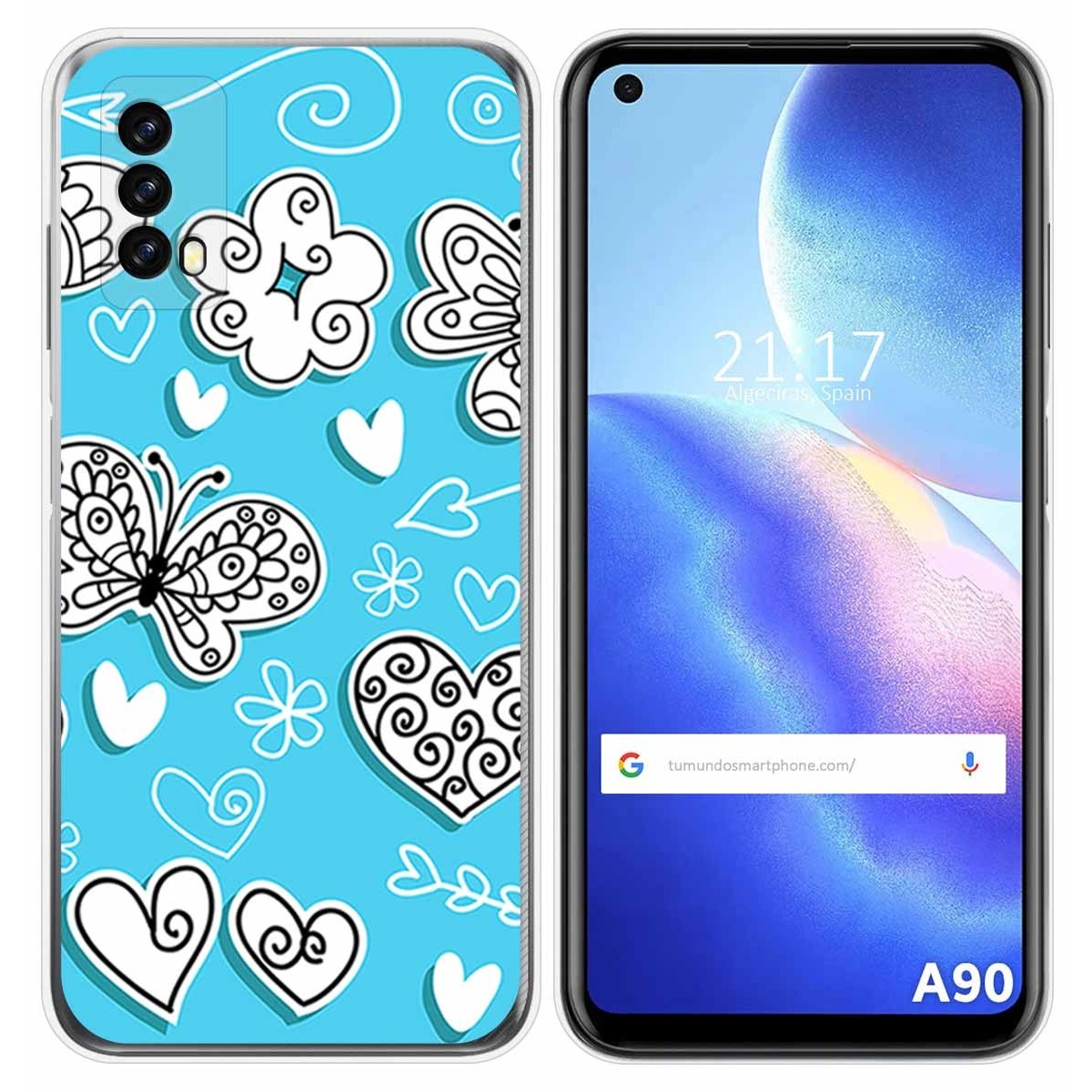 Funda Silicona para Blackview A90 diseño Mariposas Dibujos