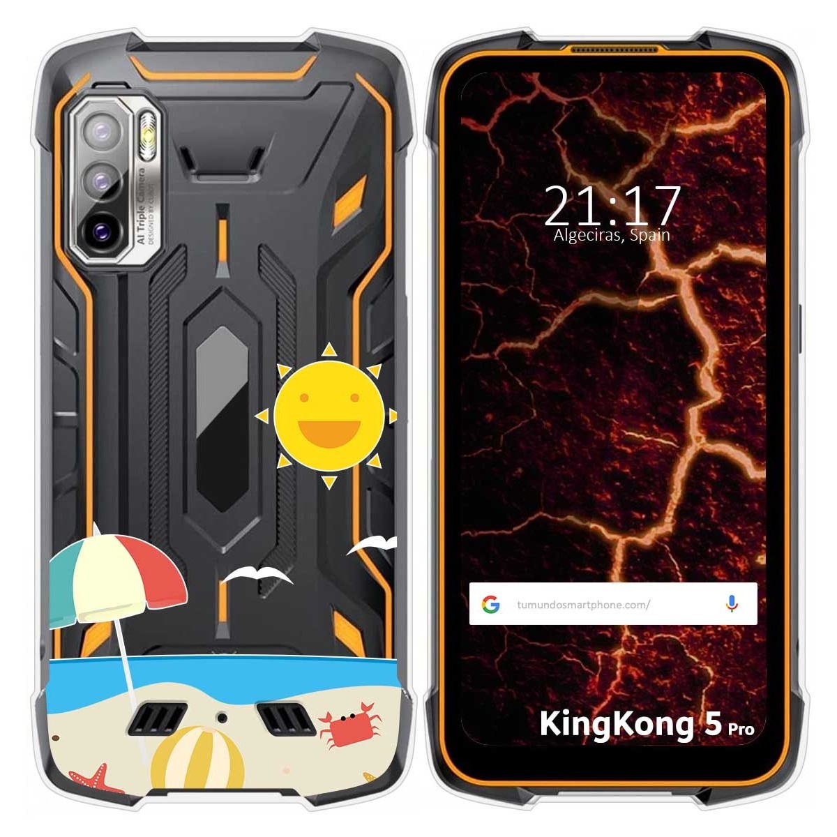 Funda Silicona Transparente para Cubot King Kong 5 Pro diseño Playa Dibujos