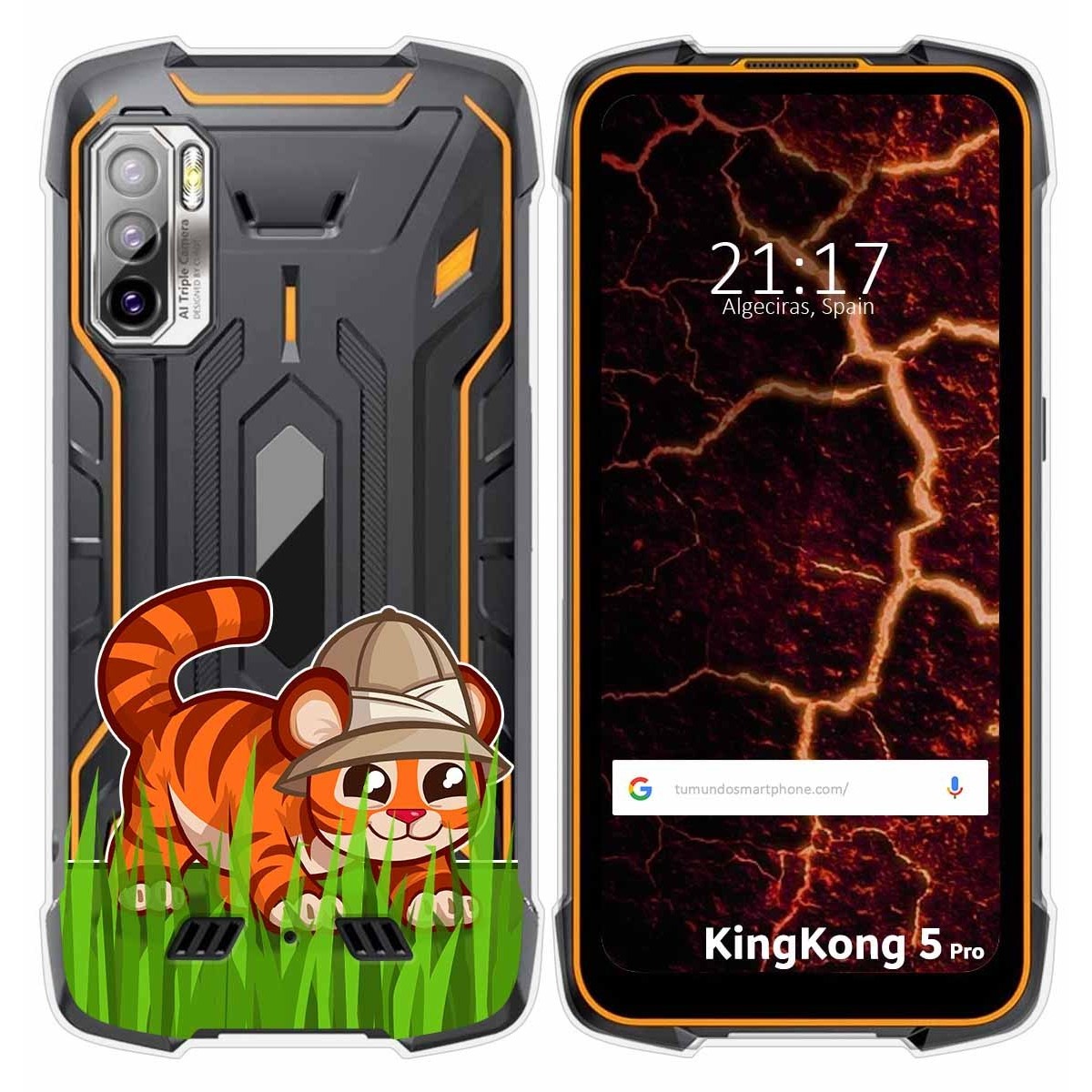 Funda Silicona Transparente para Cubot King Kong 5 Pro diseño Tigre Dibujos