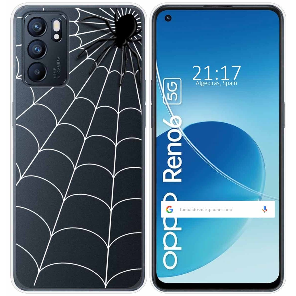 Funda Silicona Transparente para Oppo Reno 6 5G diseño Araña Dibujos