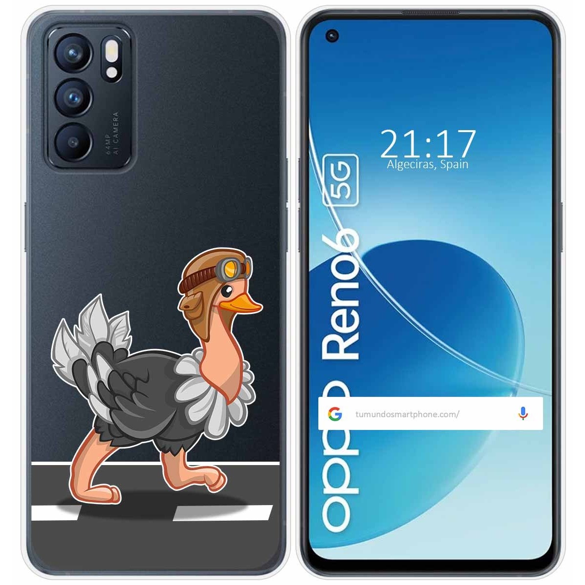 Funda Silicona Transparente para Oppo Reno 6 5G diseño Avestruz Dibujos