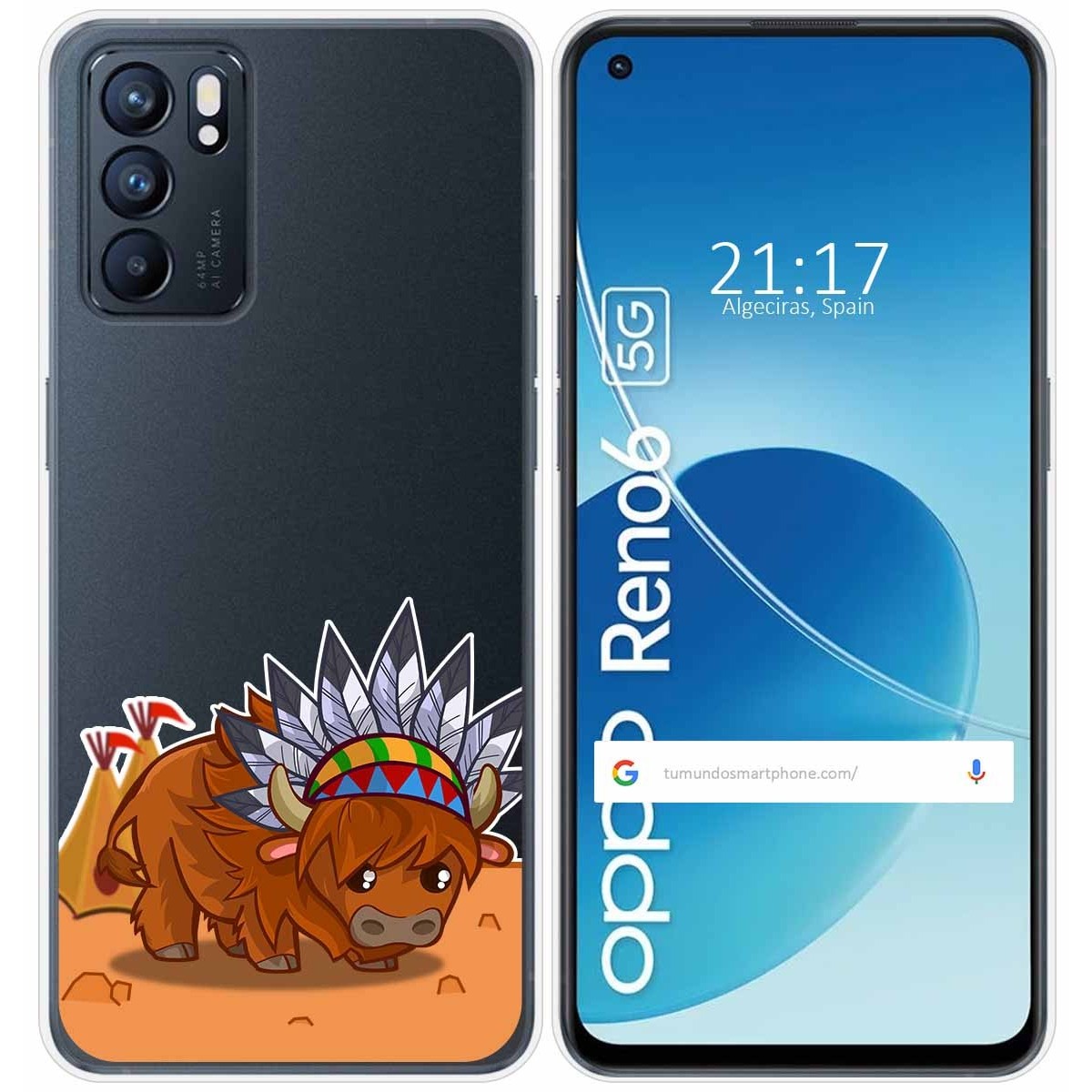Funda Silicona Transparente para Oppo Reno 6 5G diseño Bufalo Dibujos