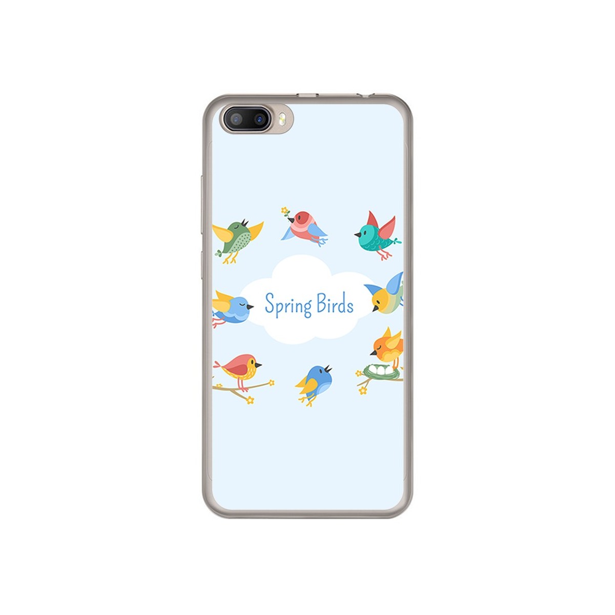 Funda Gel Tpu para Doogee Shoot 2 Diseño Spring Birds Dibujos