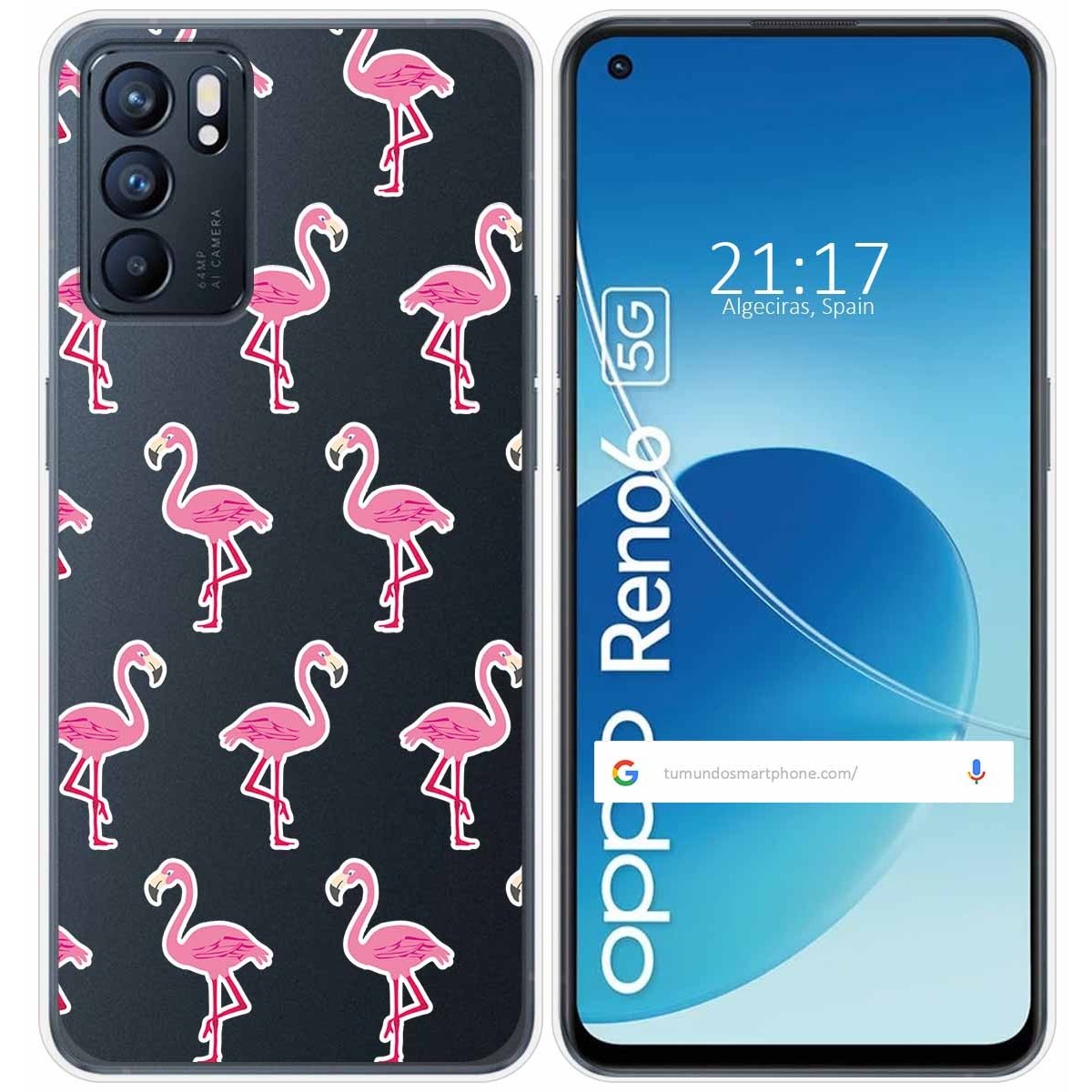 Funda Silicona Transparente para Oppo Reno 6 5G diseño Flamenco Dibujos