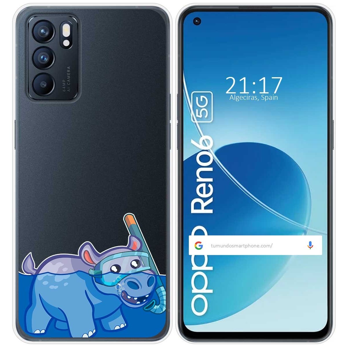 Funda Silicona Transparente para Oppo Reno 6 5G diseño Hipo Dibujos