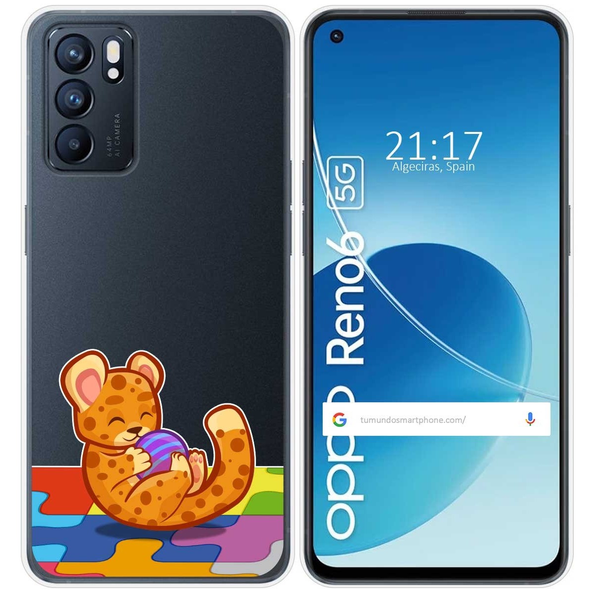 Funda Silicona Transparente para Oppo Reno 6 5G diseño Leopardo Dibujos