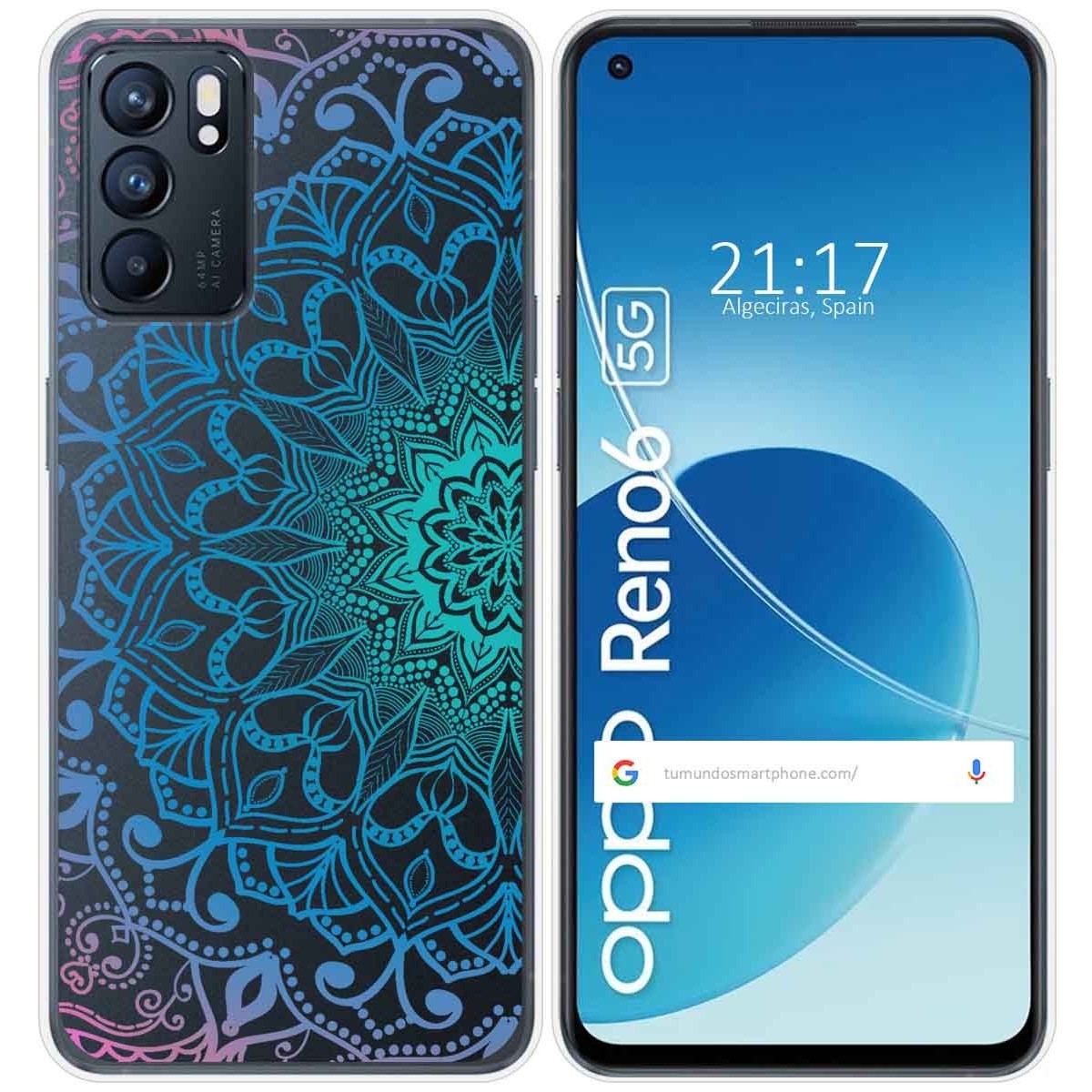 Funda Silicona Transparente para Oppo Reno 6 5G diseño Mandala Dibujos