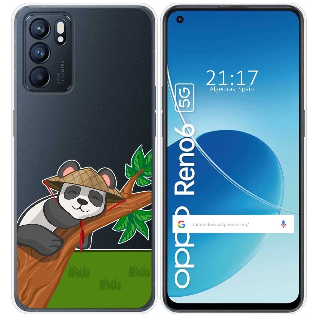 Funda Silicona Transparente para Oppo Reno 6 5G diseño Panda Dibujos