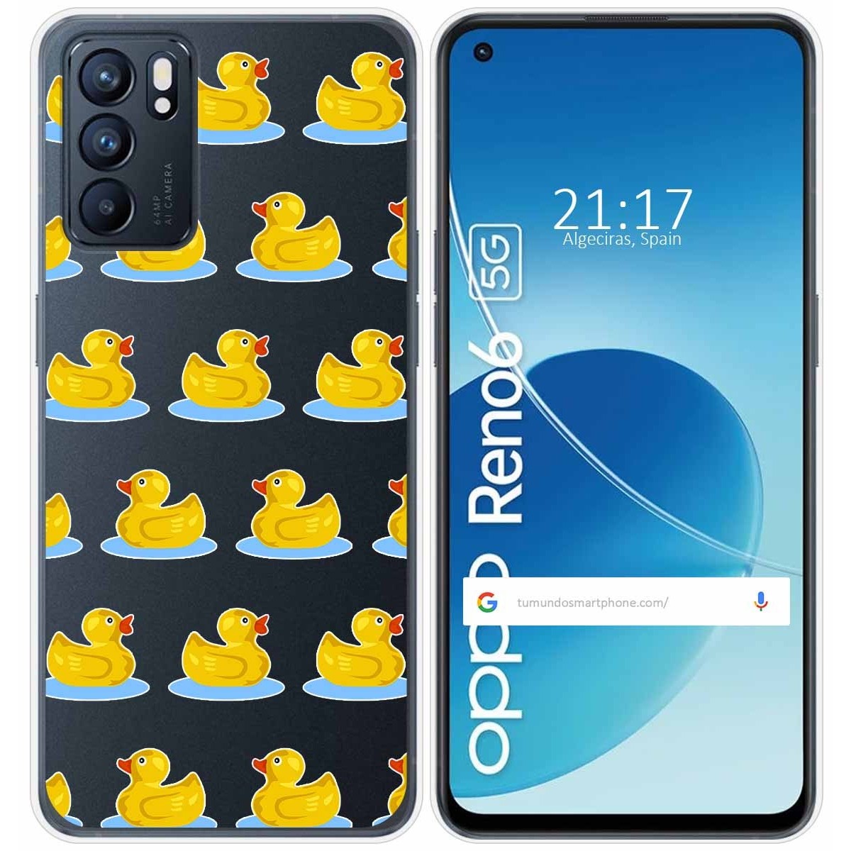 Funda Silicona Transparente para Oppo Reno 6 5G diseño Pato Dibujos