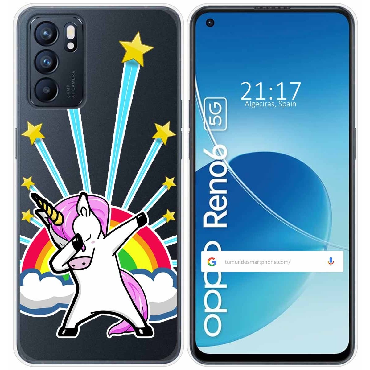 Funda Silicona Transparente para Oppo Reno 6 5G diseño Unicornio Dibujos