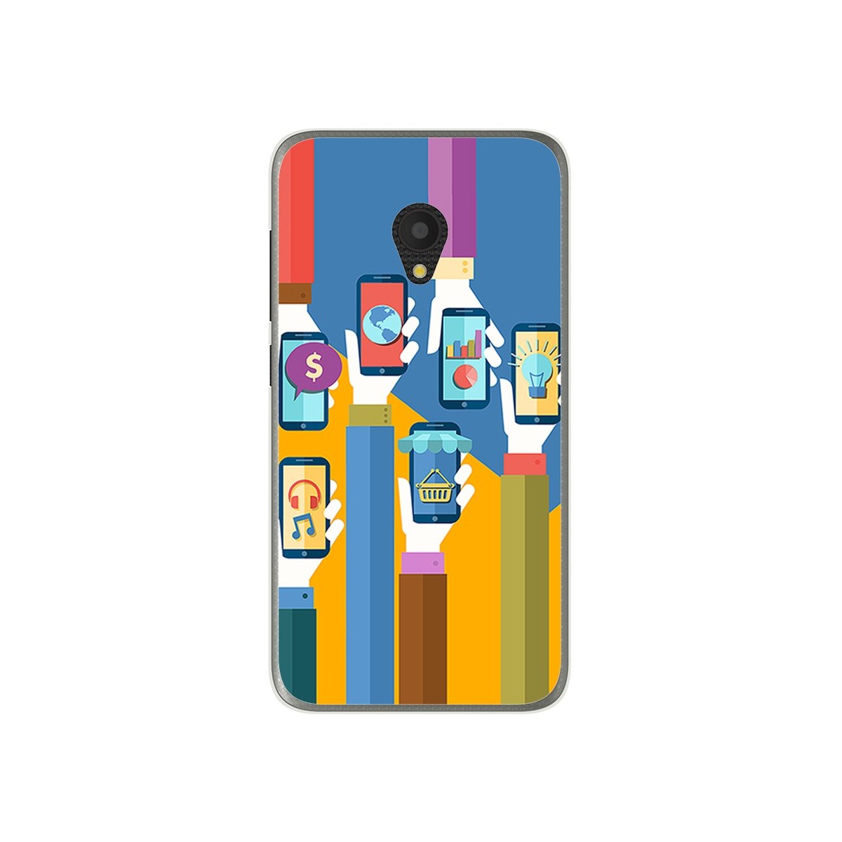 Funda Gel Tpu para Alcatel U5 (4G) / Orange Rise 52 Diseño Apps Dibujos