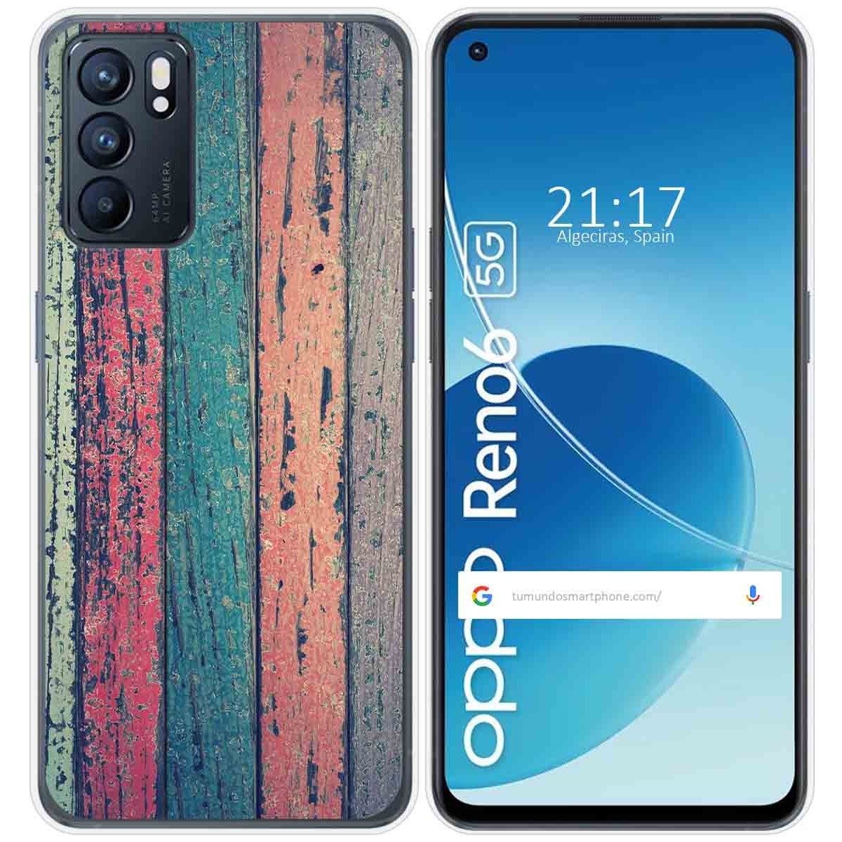 Funda Silicona para Oppo Reno 6 5G diseño Madera 10 Dibujos