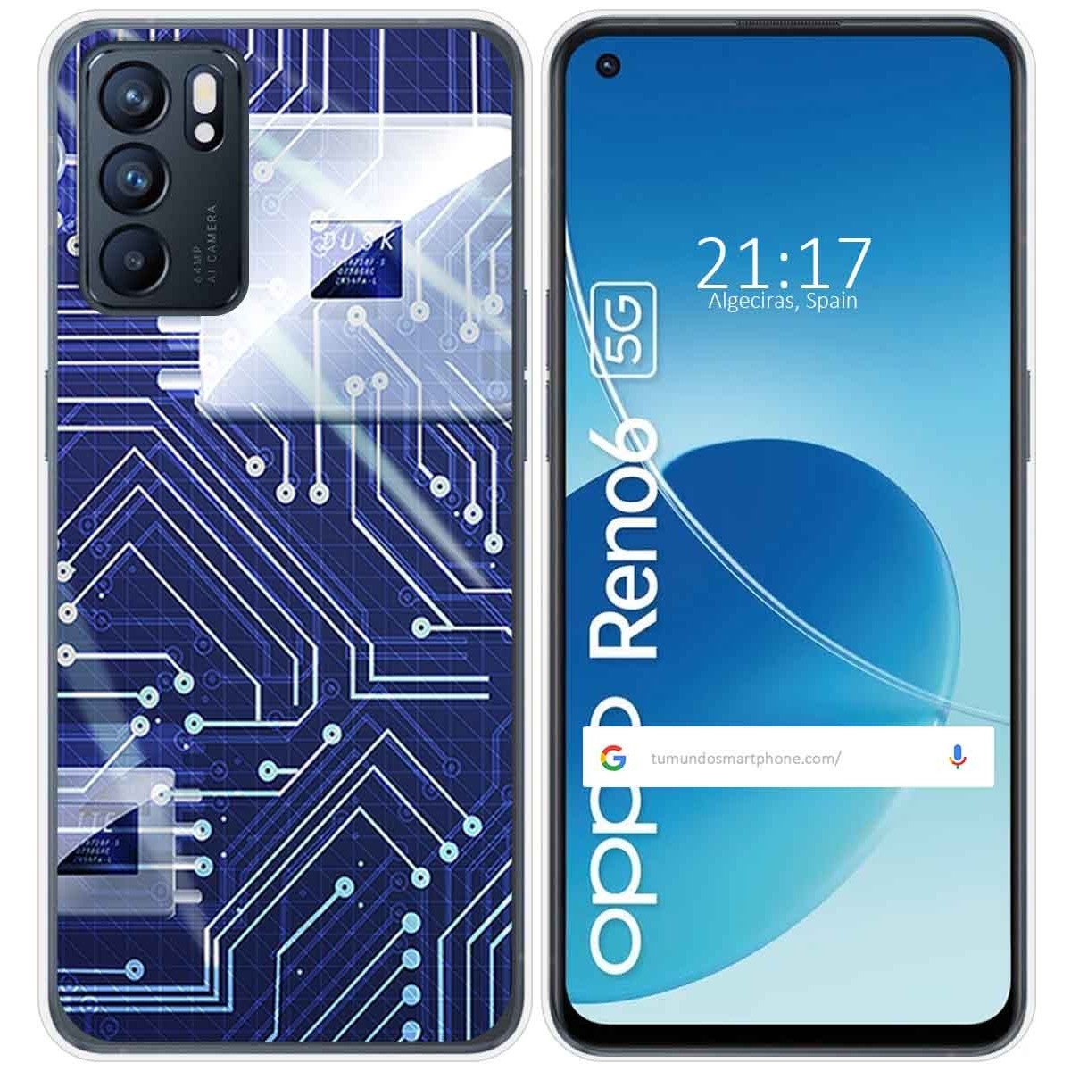 Funda Silicona para Oppo Reno 6 5G diseño Circuito Dibujos